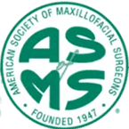 Logo of the American Society of Maxillofacial Surgeons (ASMS), featuring the acronym "ASMS" in green with surgical instruments and the text "Founded 1947.