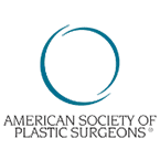 Logo of the American Society of Plastic Surgeons, featuring a blue circular design above the organization's name in bold black text.