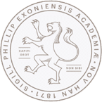 Seal of Phillips Exeter Academy featuring a lion in a circular design with Latin inscriptions "Scientia" and "Non Sibi" around the edges.