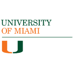 University of Miami logo featuring the text "University of Miami" in green and orange above a stylized 'U' in green and orange.